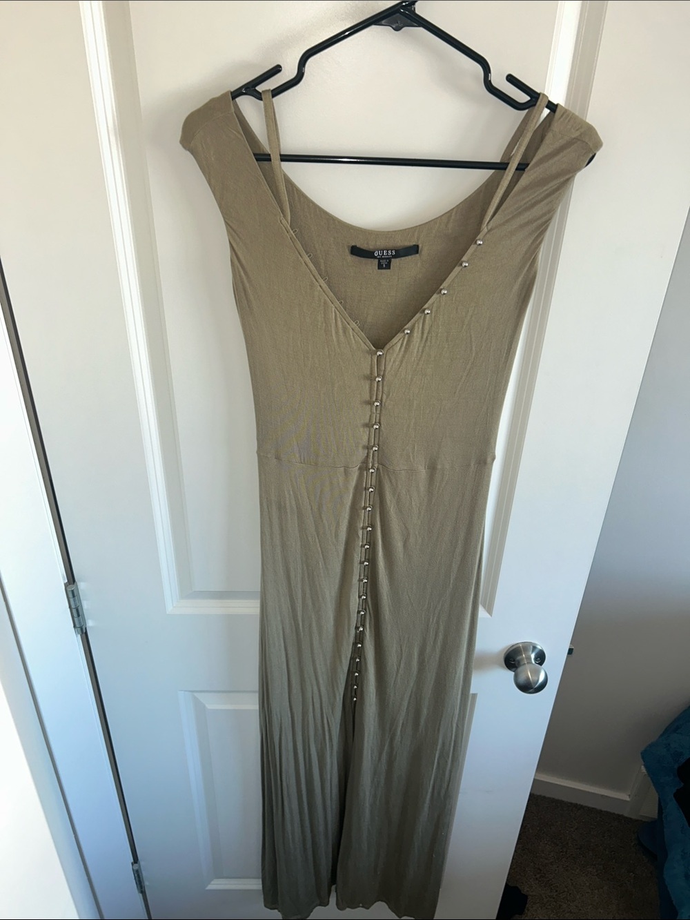 Guess Olive Green Hook-Front Maxi Dress